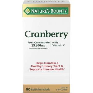 image:imageCranberry Concentrate w Vitamin C by Natures Bounty Dietary Supplement Supports Urinary Tract and Immune Health 25200mg 60 Rapid Release SoftgelsUnflavoured