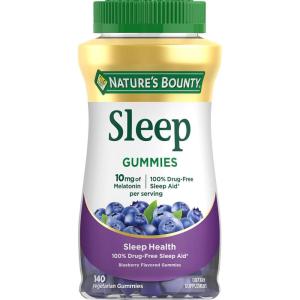 image:imageNatures Bounty 10 mg Melatonin Gummy 100 Drug Free Sleep Supplement 10 mg Blueberry 140 Ct140 Count Pack of 1
