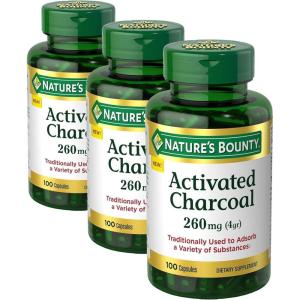 image:imageNatures Bounty Activated Charcoal 260 mg 100 Capsules Dietary Supplement to Support a Healthy Lifestyle100 Count Pack of 3