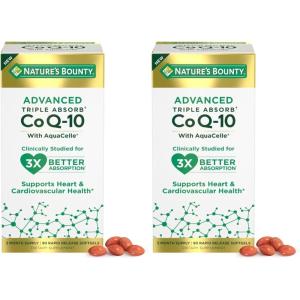 image:imageNatures Bounty Advanced Triple Absorb Co Q10 Heart Health Rapid Release Softgels 90 Ct90 Count Pack of 2