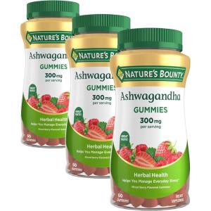 image:imageNatures Bounty Ashwagandha Gummies 300mg KSM66 Ashwagandha Extract Mixed Berry 60 Gummies60 Count Pack of 3