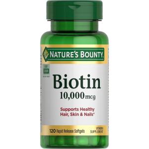 image:imageNatures Bounty Biotin Hair Skin and Nails Vitamins Supports Healthy Hair Skin and Nails 10000 mcg 120 Softgels Pack of 1120 Count Pack of 1