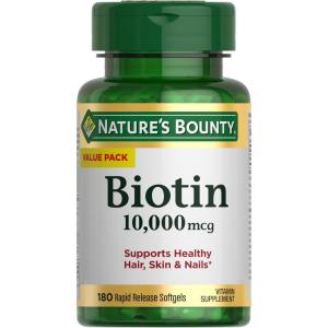 image:imageNatures Bounty Biotin Hair Skin and Nails Vitamins Supports Healthy Hair Skin and Nails 10000 mcg 120 Softgels Pack of 1180 Count Pack of 1