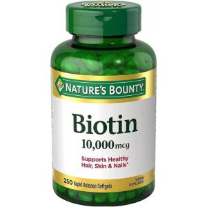 image:imageNatures Bounty Biotin Hair Skin and Nails Vitamins Supports Healthy Hair Skin and Nails 10000 mcg 120 Softgels Pack of 1250 Count Pack of 1