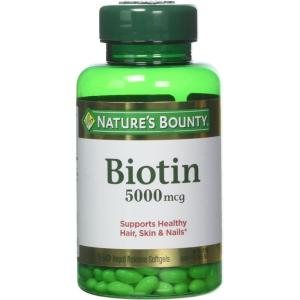 image:imageNatures Bounty Biotin Supports Metabolism for Cellular Energy and Healthy Hair Skin and Nails 5000 mcg 150 Softgels60 Tablets Pack of 2