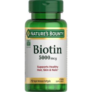image:imageNatures Bounty Biotin Supports Metabolism for Cellular Energy and Healthy Hair Skin and Nails 5000 mcg 150 Softgels72 Count Pack of 1