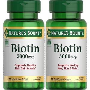 image:imageNatures Bounty Biotin Supports Metabolism for Cellular Energy and Healthy Hair Skin and Nails 5000 mcg 150 Softgels72 Count Pack of 2