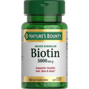 image:imageNatures Bounty Biotin Supports Metabolism for Cellular Energy and Healthy Hair Skin and Nails 5000 mcg 60 Quick Dissolve TabletsStrawberry