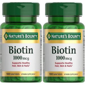 image:imageNatures Bounty Biotin Supports Metabolism for Energy and Healthy Hair Skin and Nails 1000 mcg 100 Tablets100 Count Pack of 2