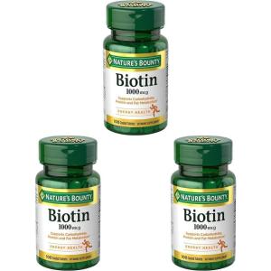 image:imageNatures Bounty Biotin Supports Metabolism for Energy and Healthy Hair Skin and Nails 1000 mcg 100 Tablets100 Count Pack of 3