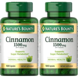 image:imageNatures Bounty Cinnamon Capsules Herbal Supplement Supports Sugar Metabolism 1500mg 100 Capsules100 Count Pack of 2