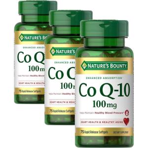 image:imageNatures Bounty CoQ10 100mg for Heart Health Support NonGMO QSorb Coenzyme Q10 Antioxidant Support and Cardiovascular Wellness Dietary Supplement Rapid Release Softgels 45 ct75 Count Pack of 3