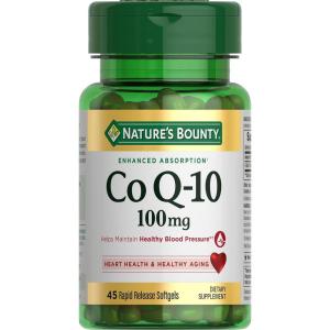image:imageNatures Bounty CoQ10 100mg for Heart Health Support NonGMO QSorb Coenzyme Q10 Antioxidant Support and Cardiovascular Wellness Dietary Supplement Rapid Release Softgels 45 ct45 Count Pack of 1