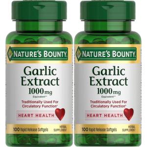 image:imageNatures Bounty Garlic Extract Herbal Supplement Supports Circulatory Function 1000mg 100 Rapid Release Softgels100 Count Pack of 2
