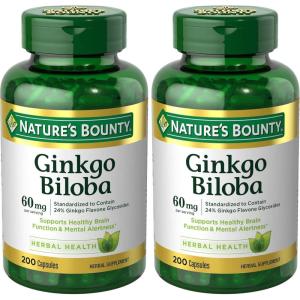image:imageNatures Bounty Ginkgo Biloba Supports Healthy Brain Function Herbal Supplement 60 Mg 200 Capsules200 Count Pack of 2