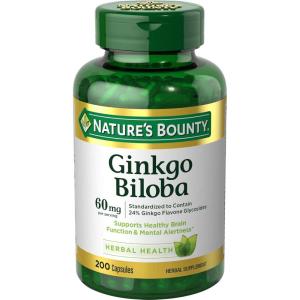image:imageNatures Bounty Ginkgo Biloba Supports Healthy Brain Function Herbal Supplement 60 Mg 200 Capsules200 count Pack of 1