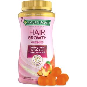 image:imageNatures Bounty Hair Growth Gummies for Supporting Thicker Fuller Hair with Biotin Silicon amp Arginine Peach Mango Flavor  Gluten Free Contains No Lactose Sodium or Fish 60 Count30 Servings60 Count Pack of 1