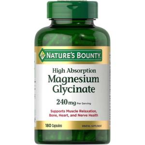 image:imageNatures Bounty High Absorption Magnesium Glycinate 240 mg for Supporting Muscle Relaxation and Bone Heart amp Nerve Health  NonGMO GlutenFree Vegetarian 120 Count60 Servings180 Count Pack of 1