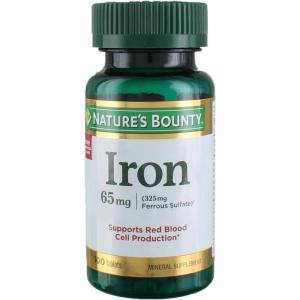 image:imageNatures Bounty Iron 65mg 325 mg Ferrous Sulfate Cellular Energy Support Promotes Normal Red Blood Cell Production 1 Serving Per Day Gluten Free 100 Vegetarian Tablets200 count Pack of 1