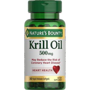 image:imageNatures Bounty Krill Oil Heart Health Dietary Supplement 500mg Rapid Release Softgels 30 count
