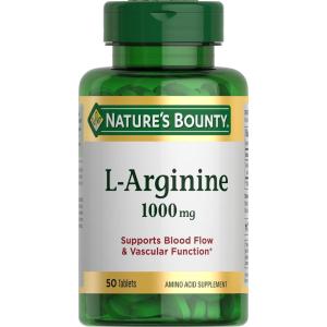 image:imageNatures Bounty LArginine 1000mg for Supporting Blood Flow and Vascular Function  NonGMO Gluten Free 50 TabletsUnflavored