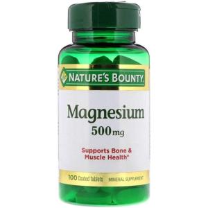 image:imageNatures Bounty Magnesium 500 mg Coated Tablets Mineral Supplement Supports Bone and Muscle Health Gluten Free Vegetarian 100 Count Pack of 3