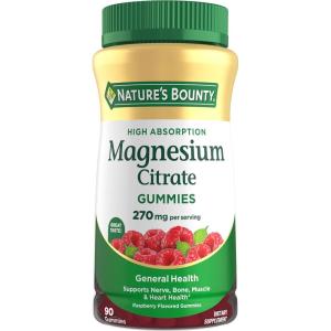 image:imageNatures Bounty Magnesium Citrate Gummies for Adults Supports General Health Bone Nerve Muscle amp Heart Health Support 270mg per Serving Vegan NonGMO  Raspberry 90 Count90 Count Pack of 1