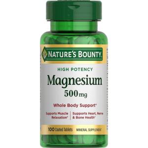 image:imageNatures Bounty Magnesium Mineral Supplement Supports Bone and Muscle Health 500 mg Coated Tablets 100 Count100 Count Single Pack