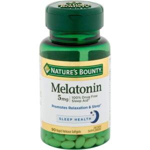 image:imageNatures Bounty Melatonin 100 Drug Free Sleep Aid Dietary Supplement Promotes Relaxation and Sleep Health 5mg 90 Softgels Pack of 1Unflavored