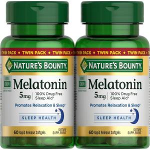 image:imageNatures Bounty Melatonin 100 Drug Free Sleep Aid Dietary Supplement Promotes Relaxation and Sleep Health 5mg 90 Softgels Pack of 1Unflavoured