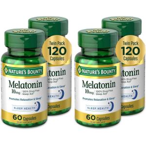 image:imageNatures Bounty Melatonin 100 DrugFree Sleep Aid Dietary Supplement 10 mg 60 Count60 Count Pack of 4