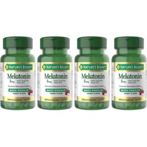 image:imageNatures Bounty Melatonin Promotes Relaxation amp Sleep 100 Drug Free Sleep Aid 3 mg 120 Quick Dissolve Tablets240 Count Pack of 4