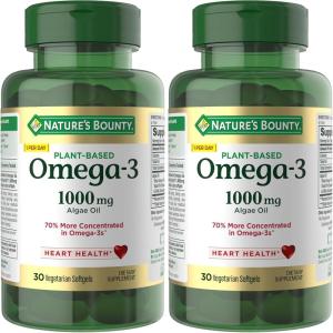 image:imageNatures Bounty Omega 3 PlantBased Omega 3 Fatty Acid Supplement 520mg Supports Whole Body Health Including Heart Skin Joint 30 Vegetarian Softgels Fish Oil Alternative30 Count Pack of 2