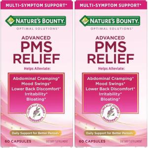 image:imageNatures Bounty Optimal Solutions Advanced PMS Relief for Menstrual Cycle Support PMS Support Supplement for Women Bloating Relief  Chasteberry HormoneFree 60 Vegetarian Capsules60 Count Pack of 2