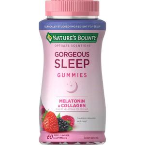 image:imageNatures Bounty Optimal Solutions Gorgeous Sleep Melatonin 5mg Gummies with Collagen 60 Count Assorted Fruit Flavors 30 Total Servings