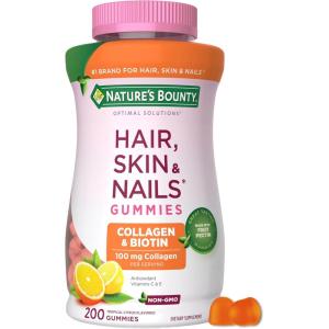 image:imageNatures Bounty Optimal Solutions Hair Skin and Nails Collagen Pectin Gummies 100 mg Collagen and 2500 mcg Biotin Per Serving No Stick Gummy Tropical Citrus Flavor 200 ct 100 Total Servings200 Count Pack of 1