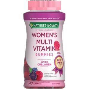 image:imageNatures Bounty Optimal Solutions Womens Multivitamin Immune and Cellular Energy Support Bone Health Raspberry Flavor 80 Gummies 40 Total Servings140 Count Pack of 1