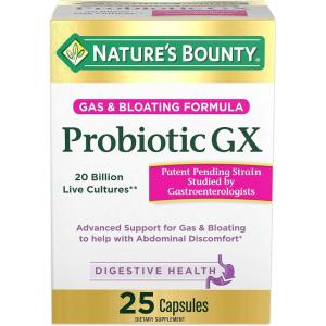 image:imageNatures Bounty Probiotic GX Helps with Occasional Gas and Bloating Dietary Supplement Digestive Health 25 CapsulesUnflavoured