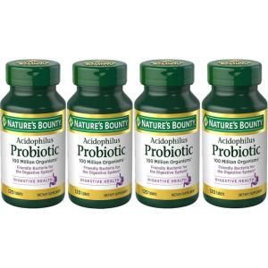 image:imageNatures Bounty Probiotics Dietary Supplement Supports Digestive and Intestinal Health Probiotic Acidophilus 120 Tablets Pack of 4Unflavoured