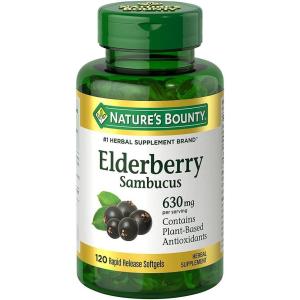 image:imageNatures Bounty Sambucus Elderberry Herbal Supplement Rapid Release Softgels 630 mg per Serving 120 Count120 Count Pack of 1