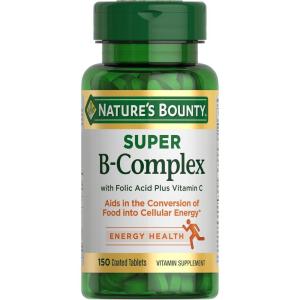 image:imageNatures Bounty Super B Complex Vitamins with Vitamin C amp Folic Acid Vitamins for Immune amp Cellular Energy Support 150 Tablets150 Count Pack of 1