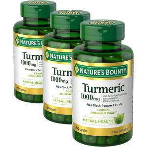 image:imageNatures Bounty Turmeric with Black Pepper Extract Supports Antioxidant Health 1000mg 60 Capsules60 Count Pack of 3