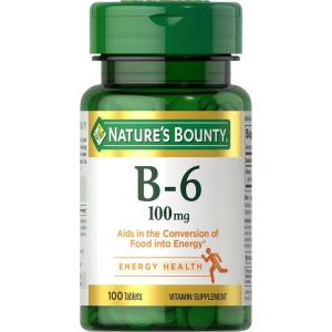 image:imageNatures Bounty Vitamin B6 100mg Tablets  Supports Energy Metabolism amp Nervous System Health 100 Ct100 Count Pack of 1