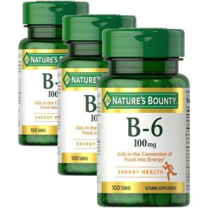 image:imageNatures Bounty Vitamin B6 100mg Tablets  Supports Energy Metabolism amp Nervous System Health 100 Ct100 Count Pack of 3