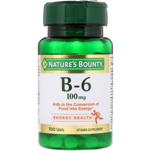 image:imageNatures Bounty Vitamin B6 100mg Tablets  Supports Energy Metabolism amp Nervous System Health 100 Ct100 Count Pack of 4