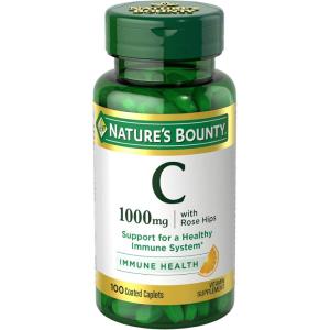 image:imageNatures Bounty Vitamin C  Rose HIPS Immune Support 1000mg Vitamin C Coated Caplets 1 Serving per Day Vegetarian Caplets 100 Ct100 Count Pack of 1