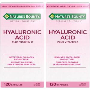 image:imageNatures Bounty Vitamin C and Hyaluronic Acid Supplement Supports Glowing Skin Immune Function amp Collagen Production 120 Capsules  60 Day Supply Optimal Solutions Supplements for Skin Health120 Count Pack of 2