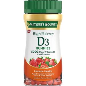 image:imageNatures Bounty Vitamin D 5000 IU Gummies Vitamin D3 High Potency Immune Support amp Bone Health Supplement 5000 IU in 1 Gummy Strawberry Flavor 2 month Supply 60 Vegetarian Gummies for Adults60 Count Pack of 1