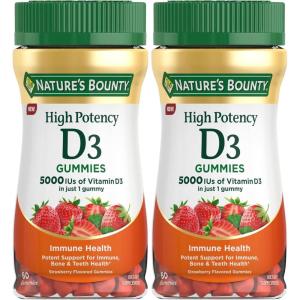 image:imageNatures Bounty Vitamin D 5000 IU Gummies Vitamin D3 High Potency Immune Support amp Bone Health Supplement 5000 IU in 1 Gummy Strawberry Flavor 2 month Supply 60 Vegetarian Gummies for Adults60 Count Pack of 2