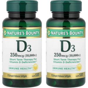 image:imageNatures Bounty Vitamin D for Immune Support Vitamin D Provides Immune Support and Promotes Healthy Bones 10000IU 72 Softgels Pack of 11 Count Pack of 2